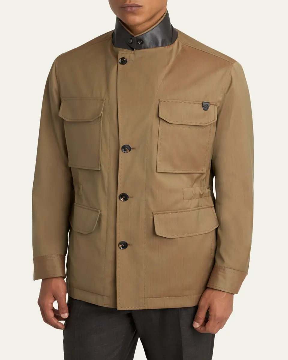Brioni Men's Wool-Blend Sahariana Jacket | Thumbnail 4