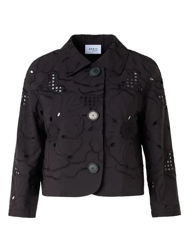 Flower Eyelet Jacket in Cotton Poplin