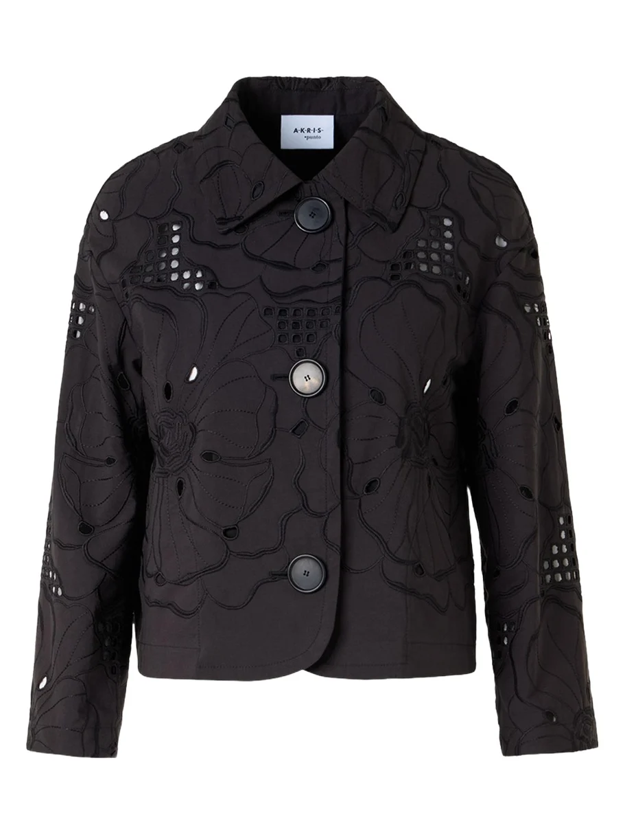 Flower Eyelet Jacket in Cotton Poplin Flower Eyelet Jacket in Cotton Poplin
