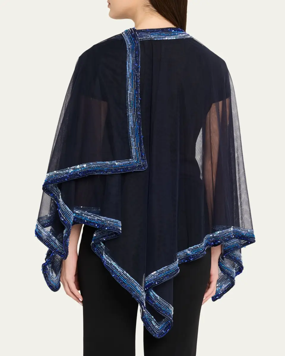 Giorgio Armani Embellished Edge Tulle Wrap Poncho | Thumbnail 3 Giorgio Armani Embellished Edge Tulle Wrap Poncho | Thumbnail 3