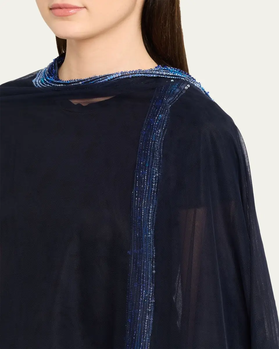 Giorgio Armani Embellished Edge Tulle Wrap Poncho | Thumbnail 5 Giorgio Armani Embellished Edge Tulle Wrap Poncho | Thumbnail 5