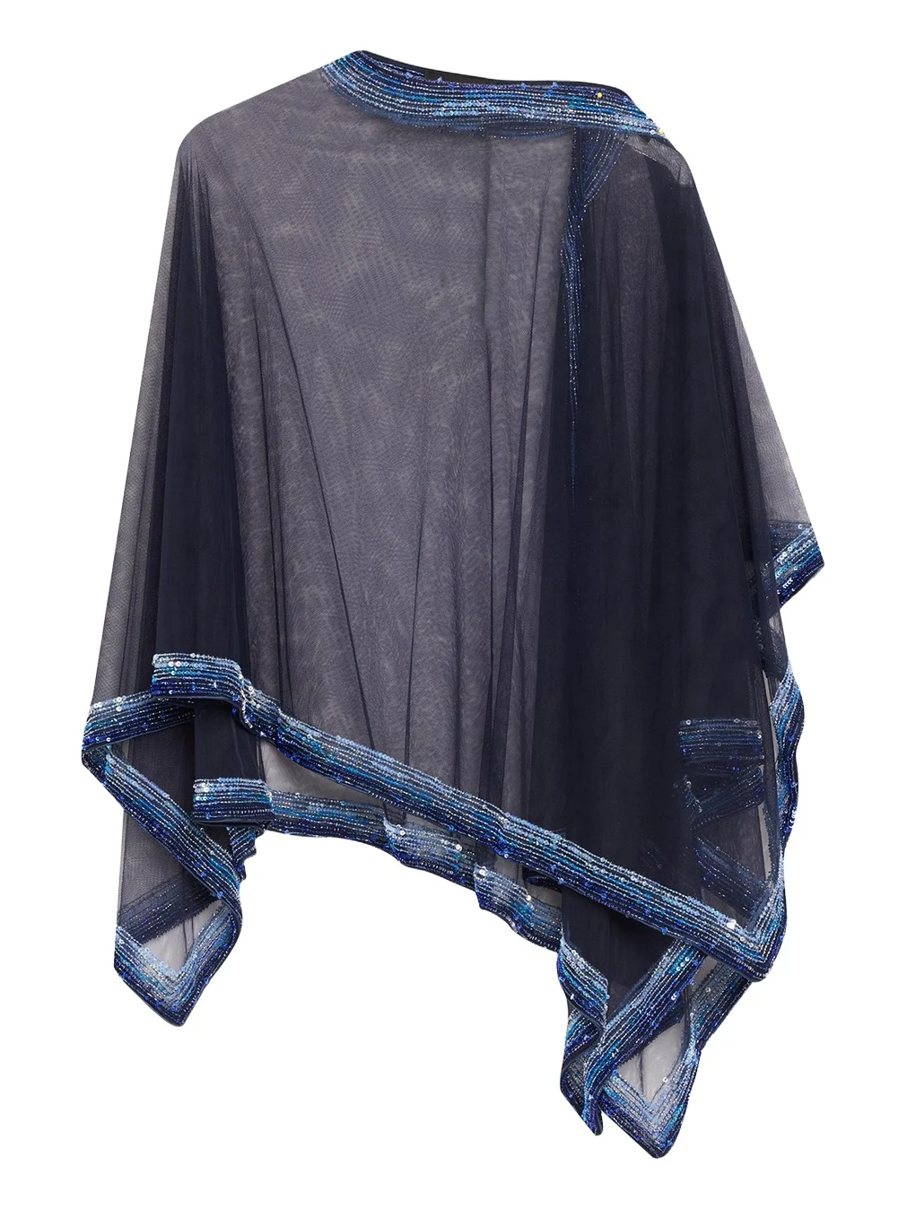 Giorgio Armani Embellished Edge Tulle Wrap Poncho