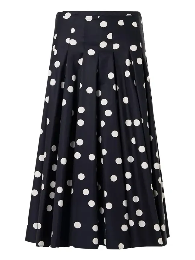 Cotton Polka Dot Midi Skirt