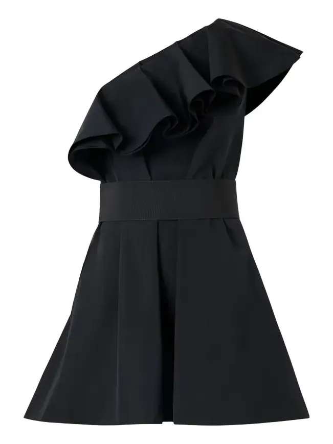 Ruffle One-Shoulder Belted Mini Dress Ruffle One-Shoulder Belted Mini Dress