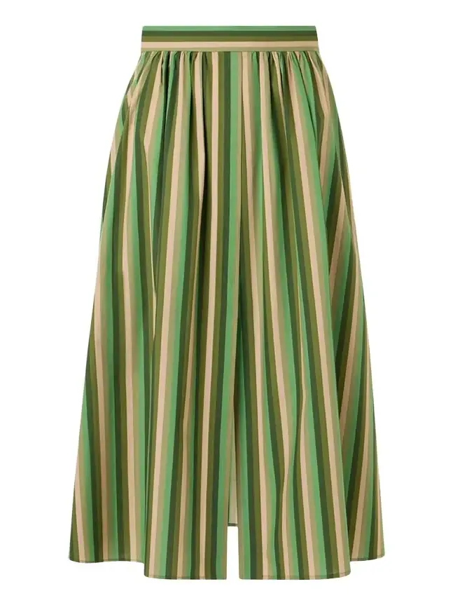 Parasol Striped Cotton Poplin Midi Skirt