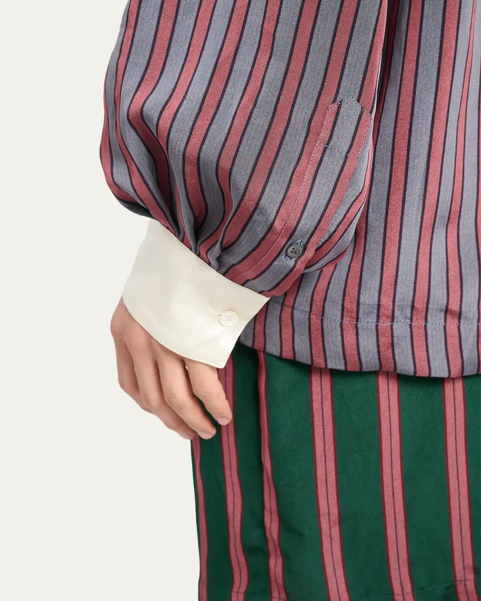 Dries Van Noten Men's Striped Viscose-Blend Shirt | Thumbnail 5 Dries Van Noten Men's Striped Viscose-Blend Shirt | Thumbnail 5
