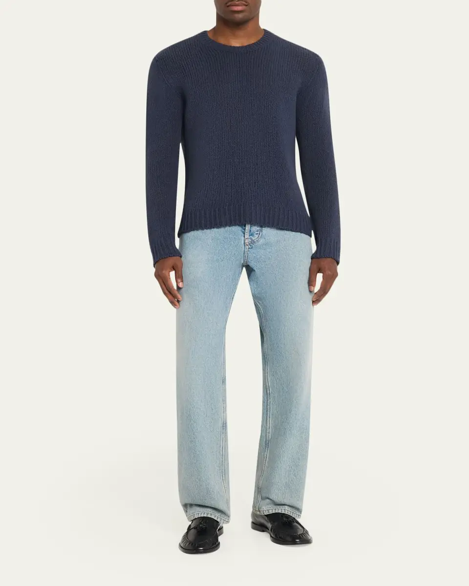 The Row Men's Laing Silk Knit Crewneck Sweater | Thumbnail 2 The Row Men's Laing Silk Knit Crewneck Sweater | Thumbnail 2