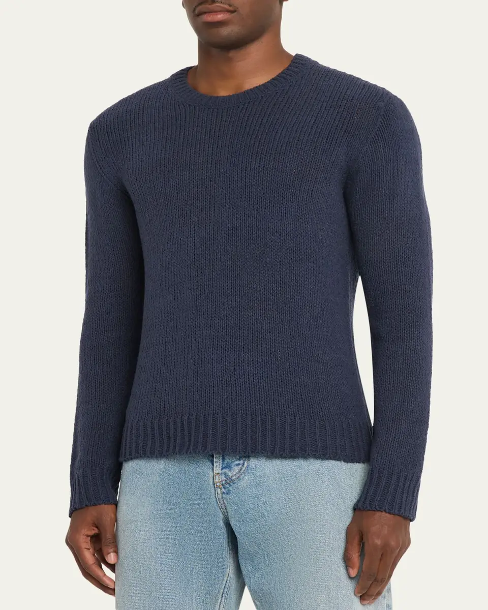 The Row Men's Laing Silk Knit Crewneck Sweater | Thumbnail 4 The Row Men's Laing Silk Knit Crewneck Sweater | Thumbnail 4