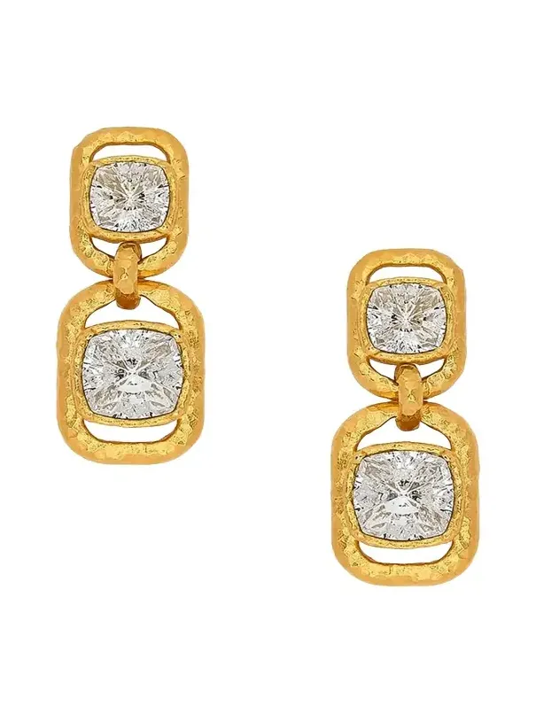 Rectangle Crystal Double Drop Earrings