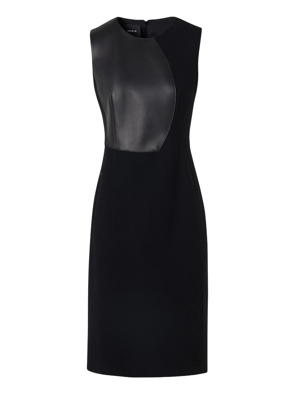 Wool and Orbit Leather Sleeveless Sheath Dress Wool and Orbit Leather Sleeveless Sheath Dress