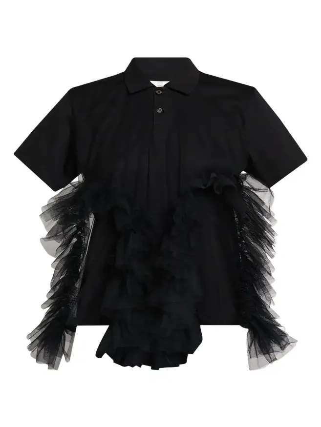NOIR KEI NINOMIYA Tiered Tulle Polo Shirt