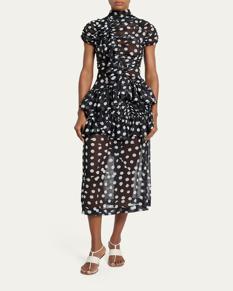 Dries Van Noten Shelby Polka-Dot Ruffle Midi Skirt | Thumbnail 2