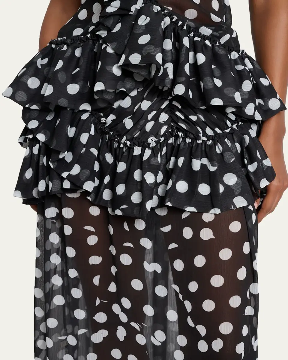Dries Van Noten Shelby Polka-Dot Ruffle Midi Skirt | Thumbnail 5