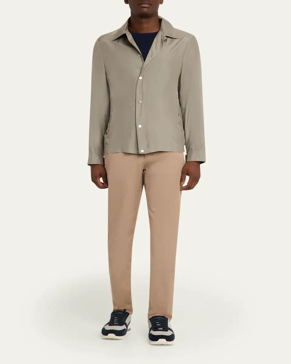Brunello Cucinelli Men's Silk Blend Snap-Front Shirt Jacket | Thumbnail 2