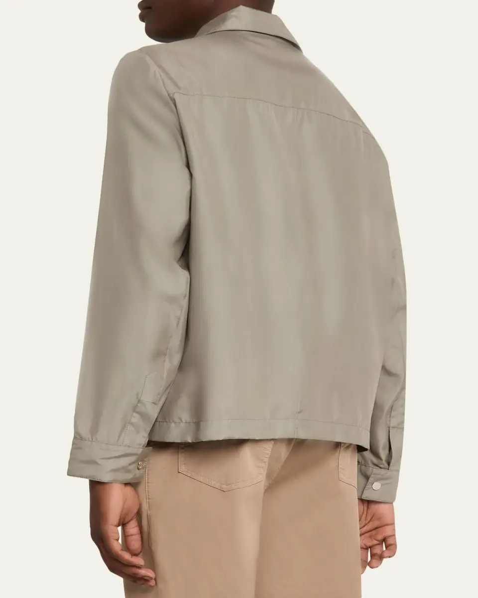 Brunello Cucinelli Men's Silk Blend Snap-Front Shirt Jacket | Thumbnail 3