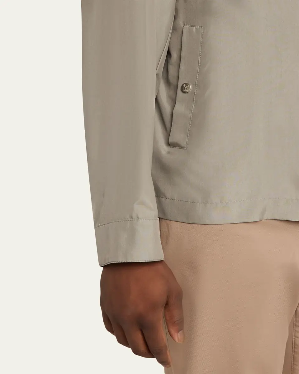 Brunello Cucinelli Men's Silk Blend Snap-Front Shirt Jacket | Thumbnail 5