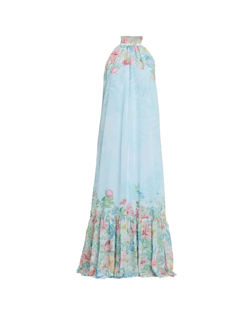 Retrofête Francy Floral Chiffon Halter Dress