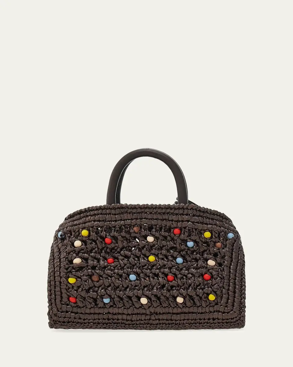 Ferragamo Hug Beaded Raffia Top-Handle Bag | Thumbnail 2 Ferragamo Hug Beaded Raffia Top-Handle Bag | Thumbnail 2