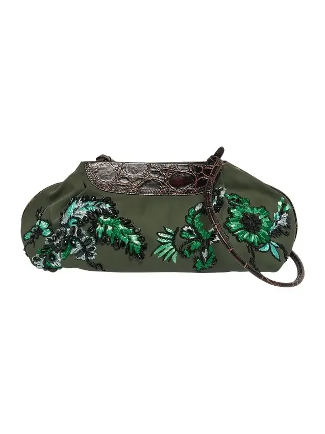 Medium Beaded Cotton Clutch Bag Medium Beaded Cotton Clutch Bag