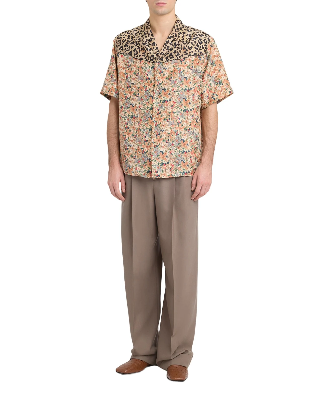 Men's Leopard Floral Silk Camp Shirt Men's Leopard Floral Silk Camp Shirt
