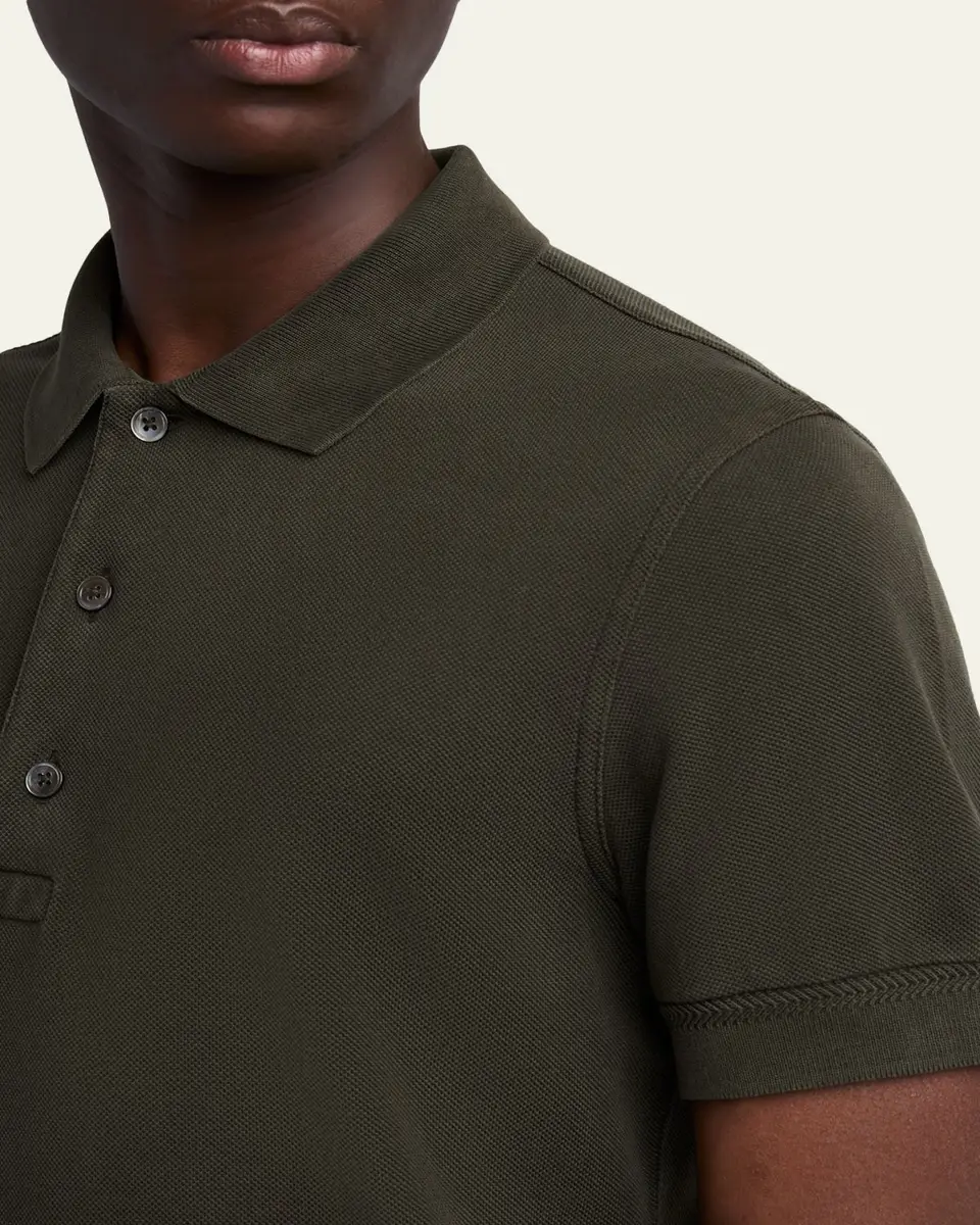 Tom Ford Men's Lyocell Pique Polo Shirt | Thumbnail 9 Tom Ford Men's Lyocell Pique Polo Shirt | Thumbnail 9