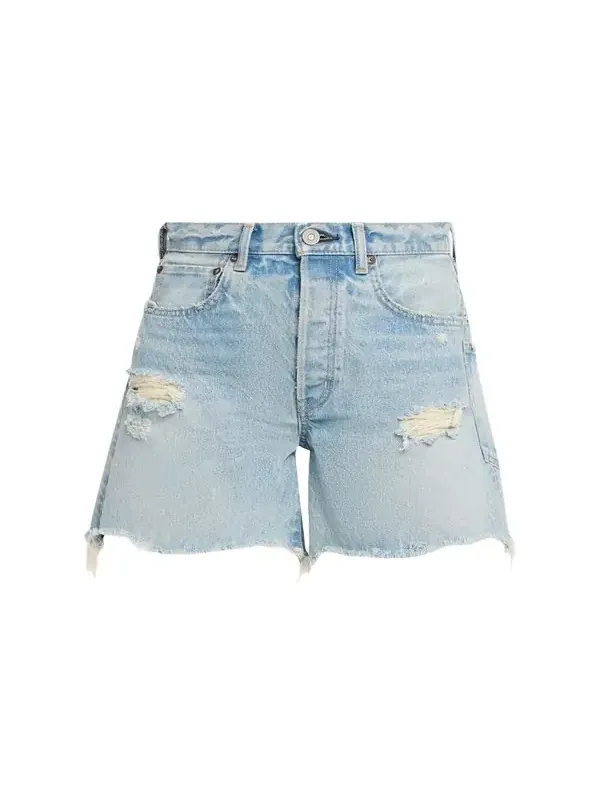Distressed Denim Mid-Rise Shorts