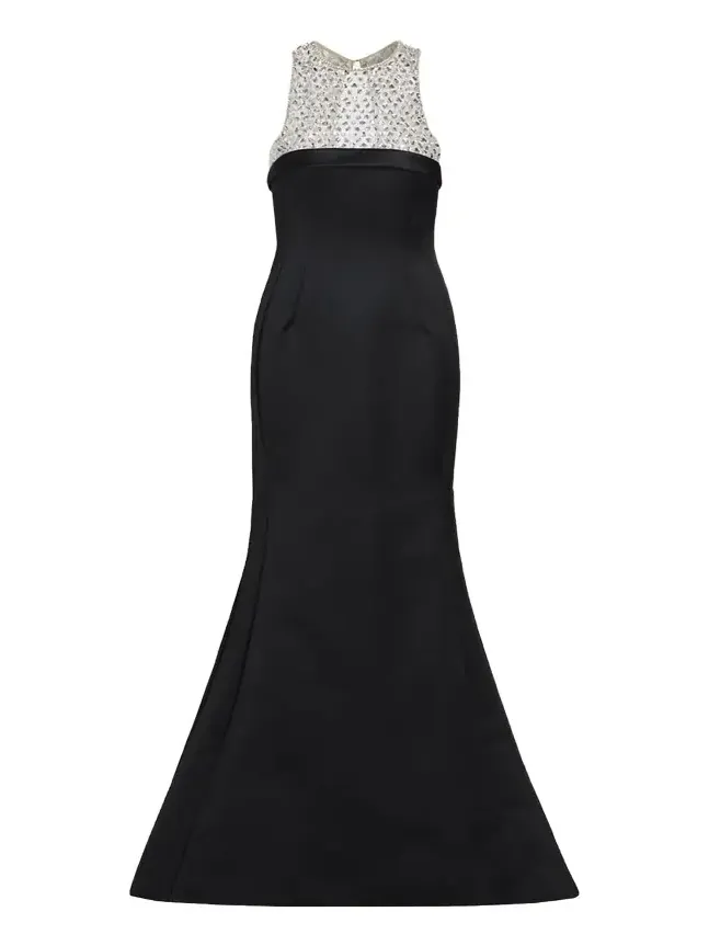 Hunter Crystal And Satin Halter Trumpet Gown Hunter Crystal And Satin Halter Trumpet Gown