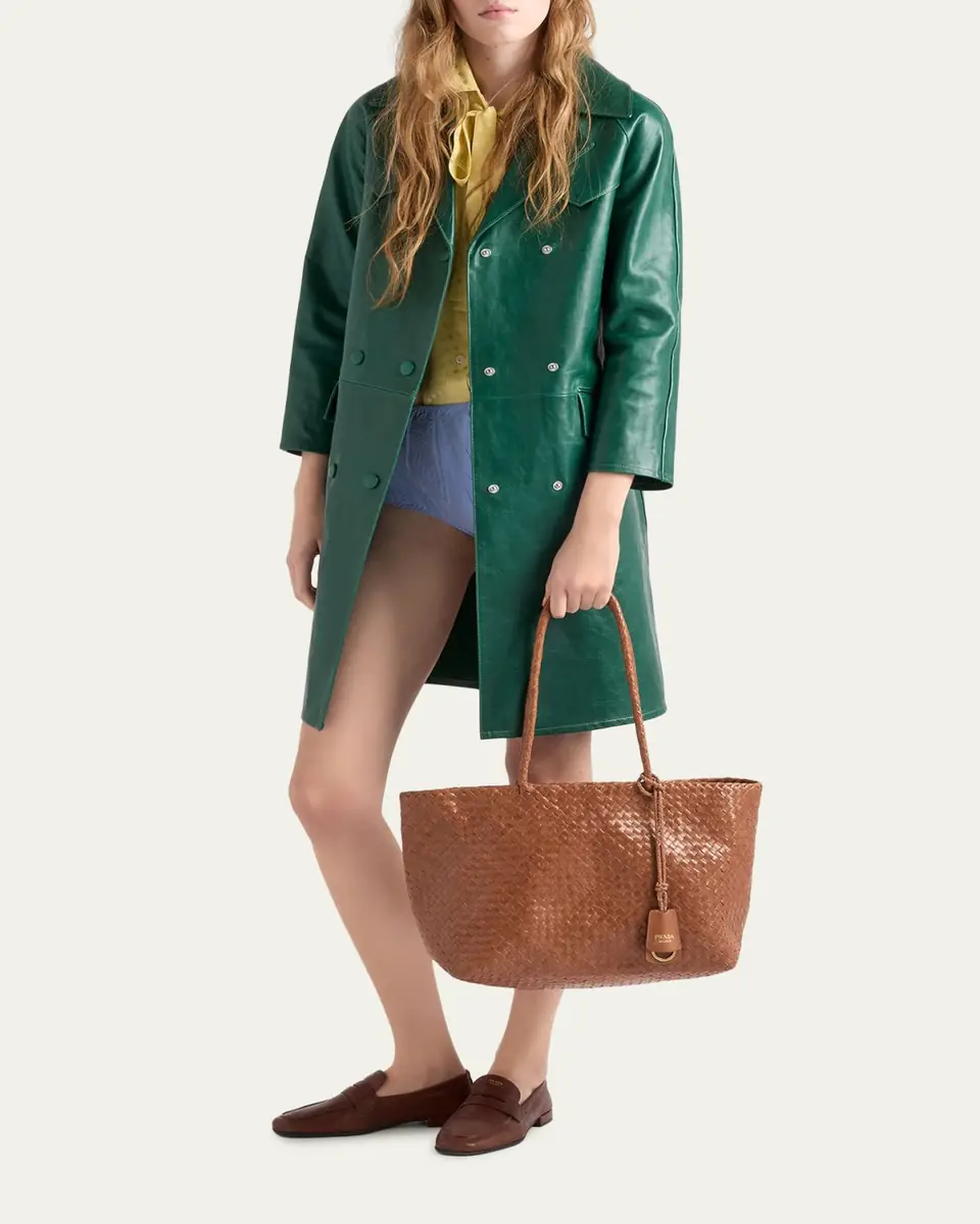 Prada Madras Woven Leather Tote Bag | Thumbnail 5