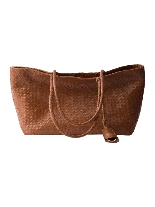 Madras Woven Leather Tote Bag Madras Woven Leather Tote Bag