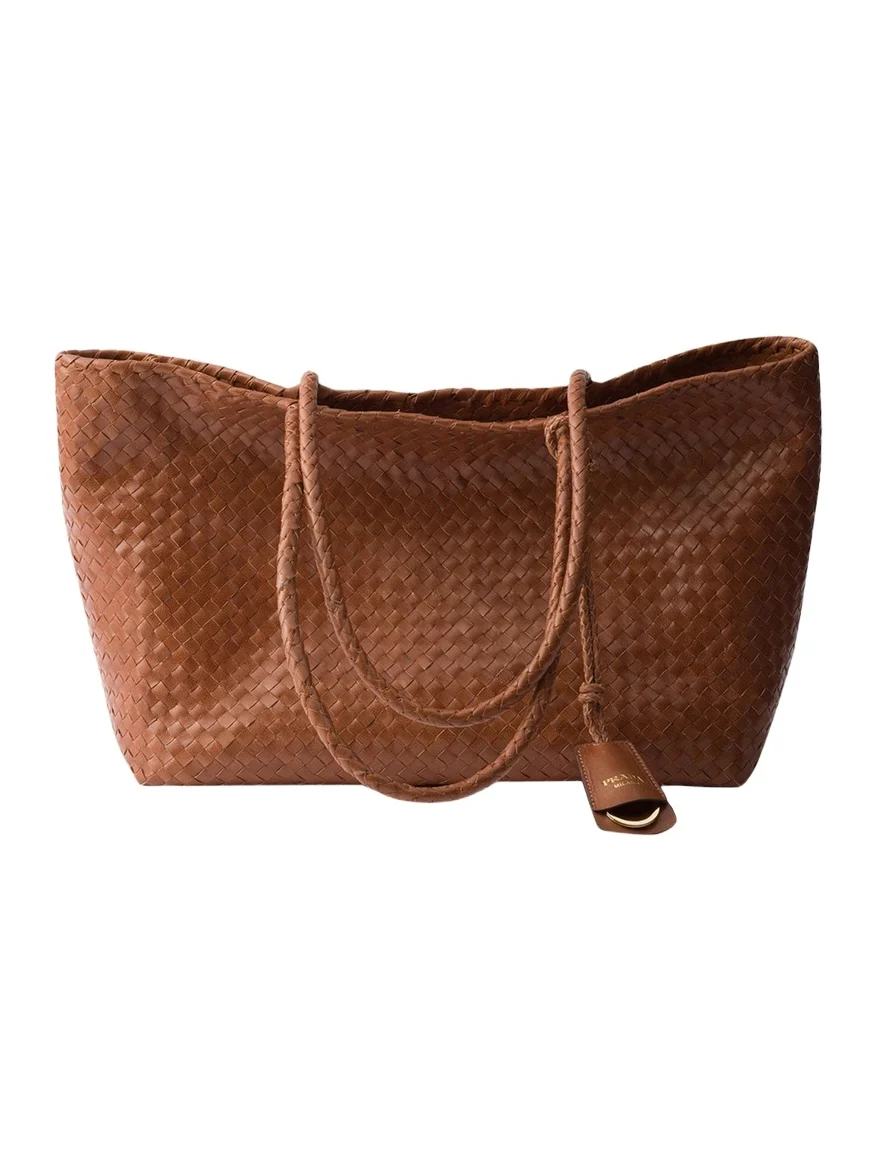 Madras Woven Leather Tote Bag Madras Woven Leather Tote Bag