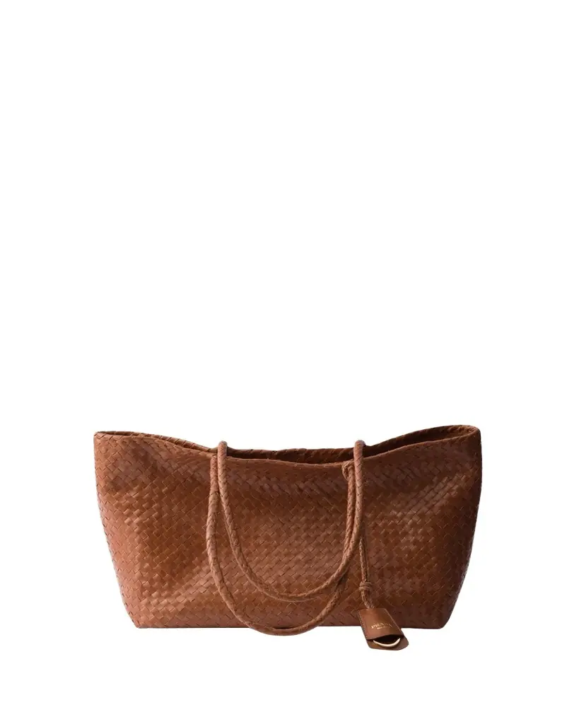 Prada Madras Woven Leather Tote Bag | Image 1 Prada Madras Woven Leather Tote Bag | Image 1