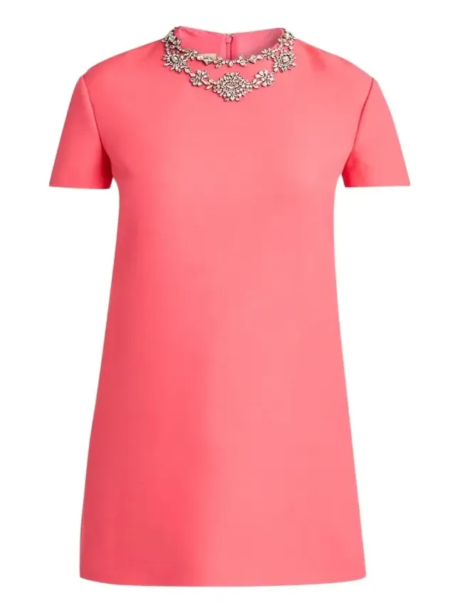 Crystal Embroidered Wool-Silk Mini Dress Crystal Embroidered Wool-Silk Mini Dress