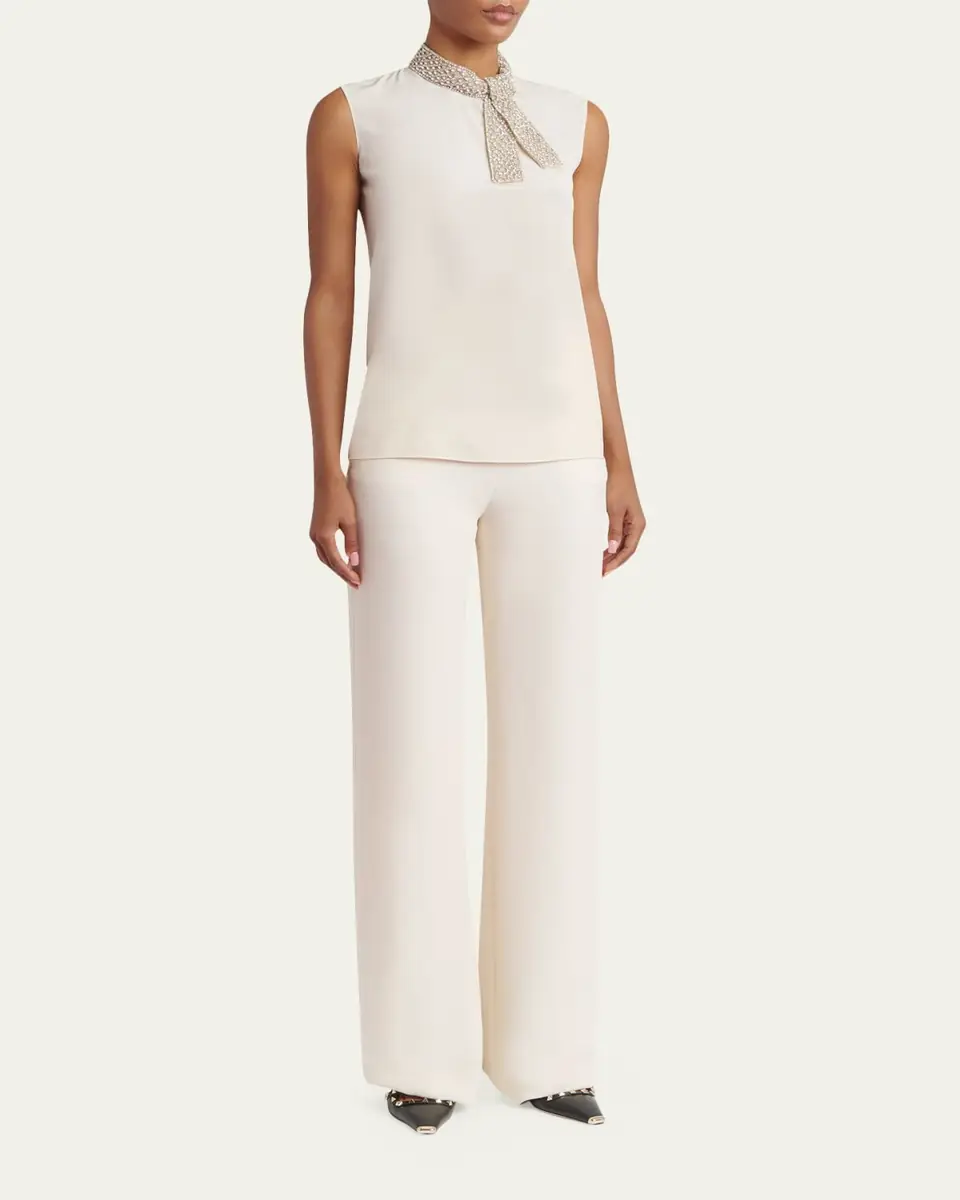 Valentino Garavani Silk Straight Trousers | Thumbnail 2