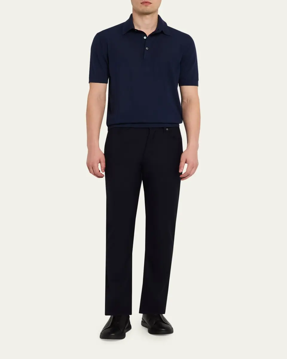 Zegna Men's Wool Short-Sleeve Polo Shirt | Thumbnail 2