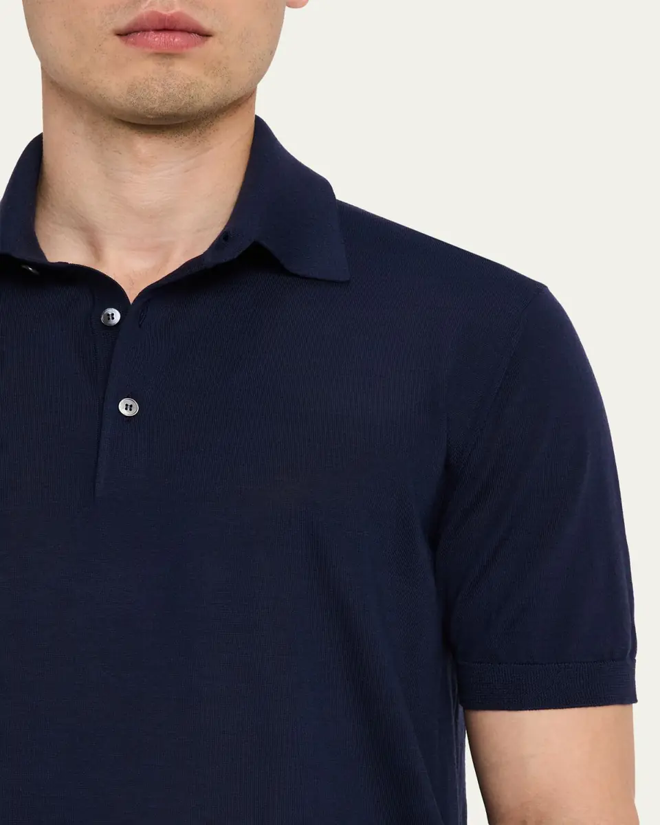 Zegna Men's Wool Short-Sleeve Polo Shirt | Thumbnail 5