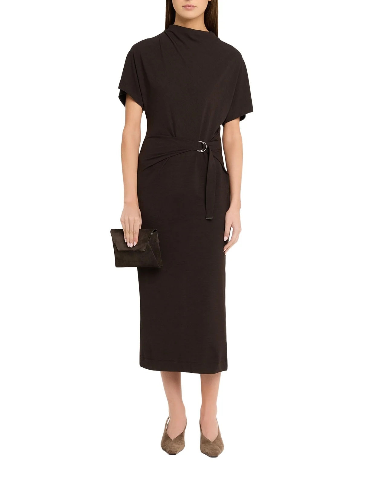 Wrap-Waist Midi Dress w/ Monili Wrap-Waist Midi Dress w/ Monili