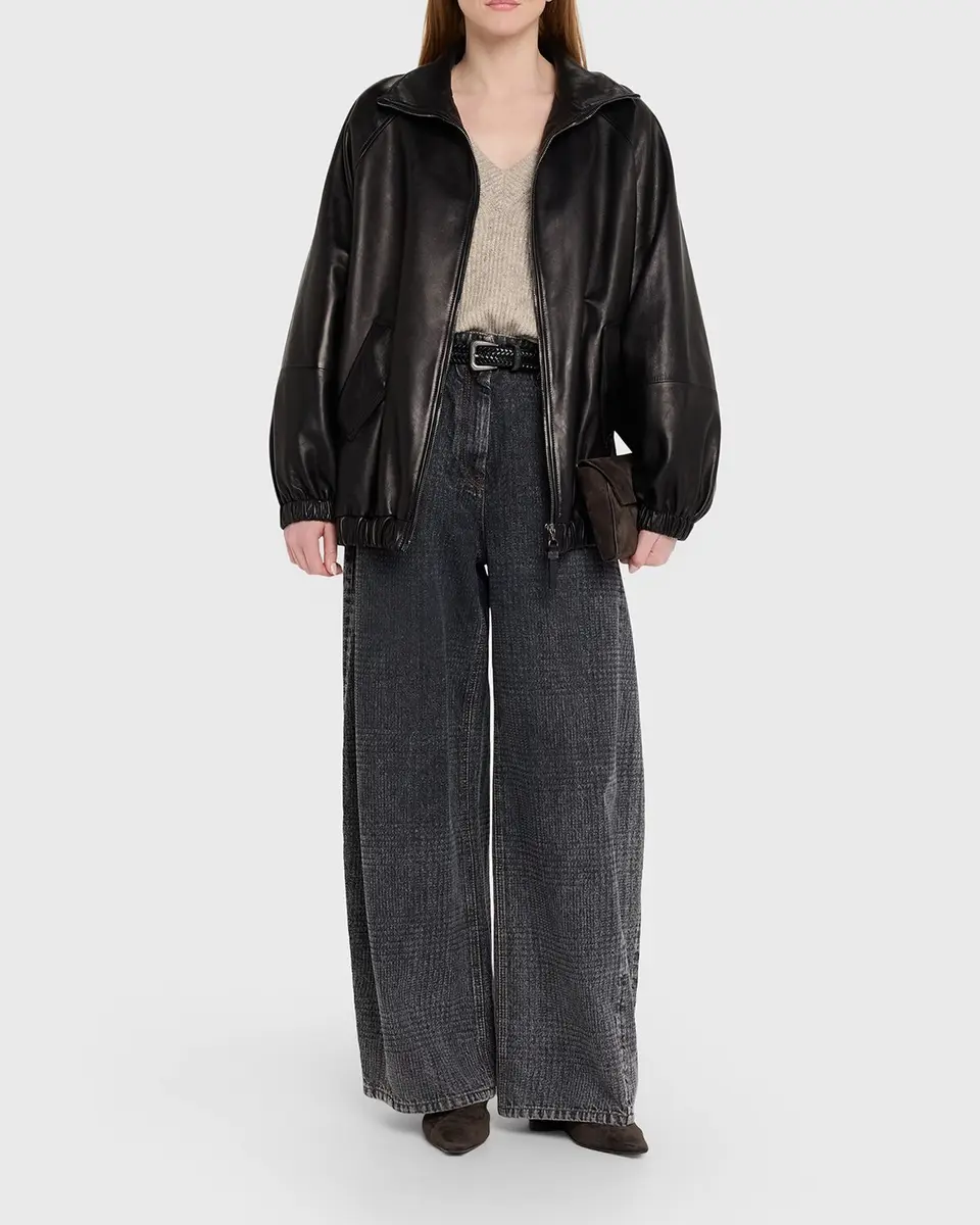 Brunello Cucinelli Leather Zip-Front Jacket | Thumbnail 2 Brunello Cucinelli Leather Zip-Front Jacket | Thumbnail 2