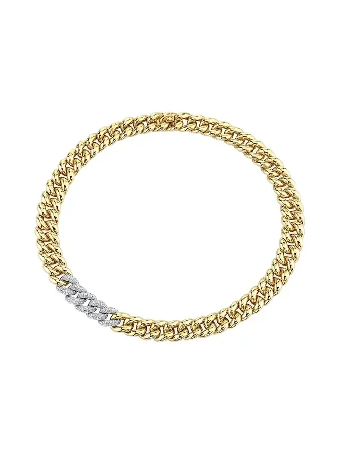 14k Two-Tone Diamond Curb Chain Necklace 14k Two-Tone Diamond Curb Chain Necklace