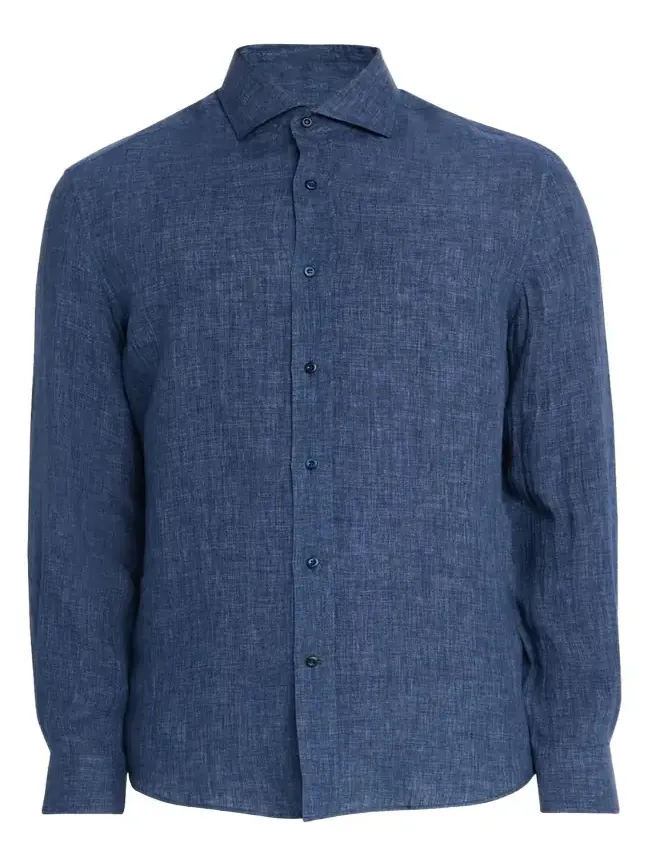 Men's Linen Spread Collar Button-Down Shirt Men's Linen Spread Collar Button-Down Shirt