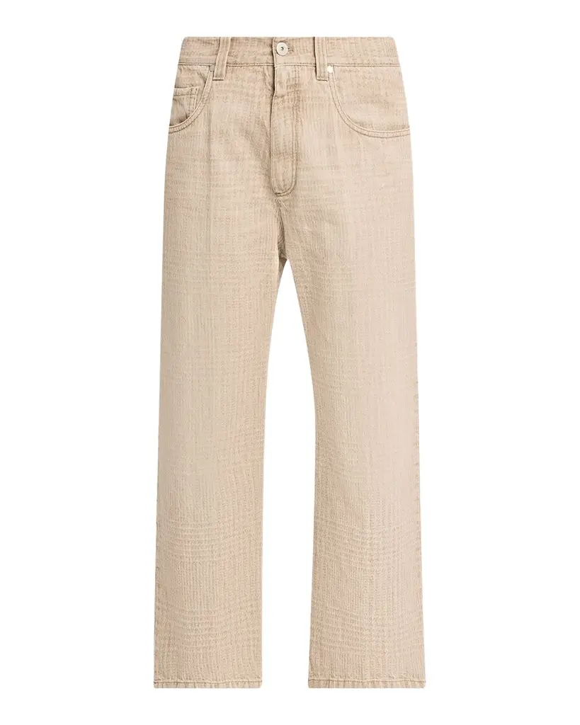 Brunello Cucinelli Check-Print Denim Straight-Leg Crop Pants | Image 1 Brunello Cucinelli Check-Print Denim Straight-Leg Crop Pants | Image 1