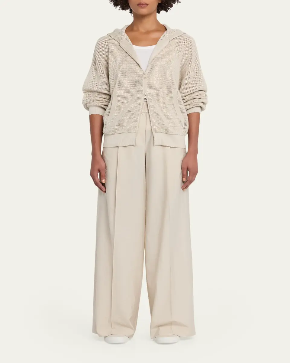 Brunello Cucinelli Sparkling Cotton Net Zip Hoodie | Thumbnail 2 Brunello Cucinelli Sparkling Cotton Net Zip Hoodie | Thumbnail 2