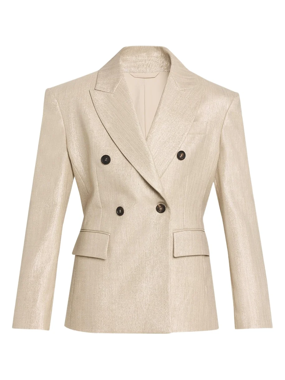 Brunello Cucinelli Bold Shoulder Double-Breasted Jacket
