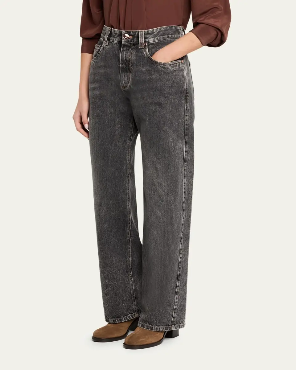 Brunello Cucinelli Mid-Rise Straight-Leg Denim Pants | Thumbnail 4 Brunello Cucinelli Mid-Rise Straight-Leg Denim Pants | Thumbnail 4