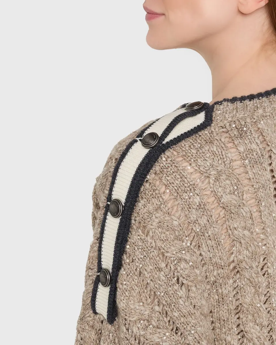 Brunello Cucinelli Sparkly Cable-Knit Sweater | Thumbnail 5 Brunello Cucinelli Sparkly Cable-Knit Sweater | Thumbnail 5