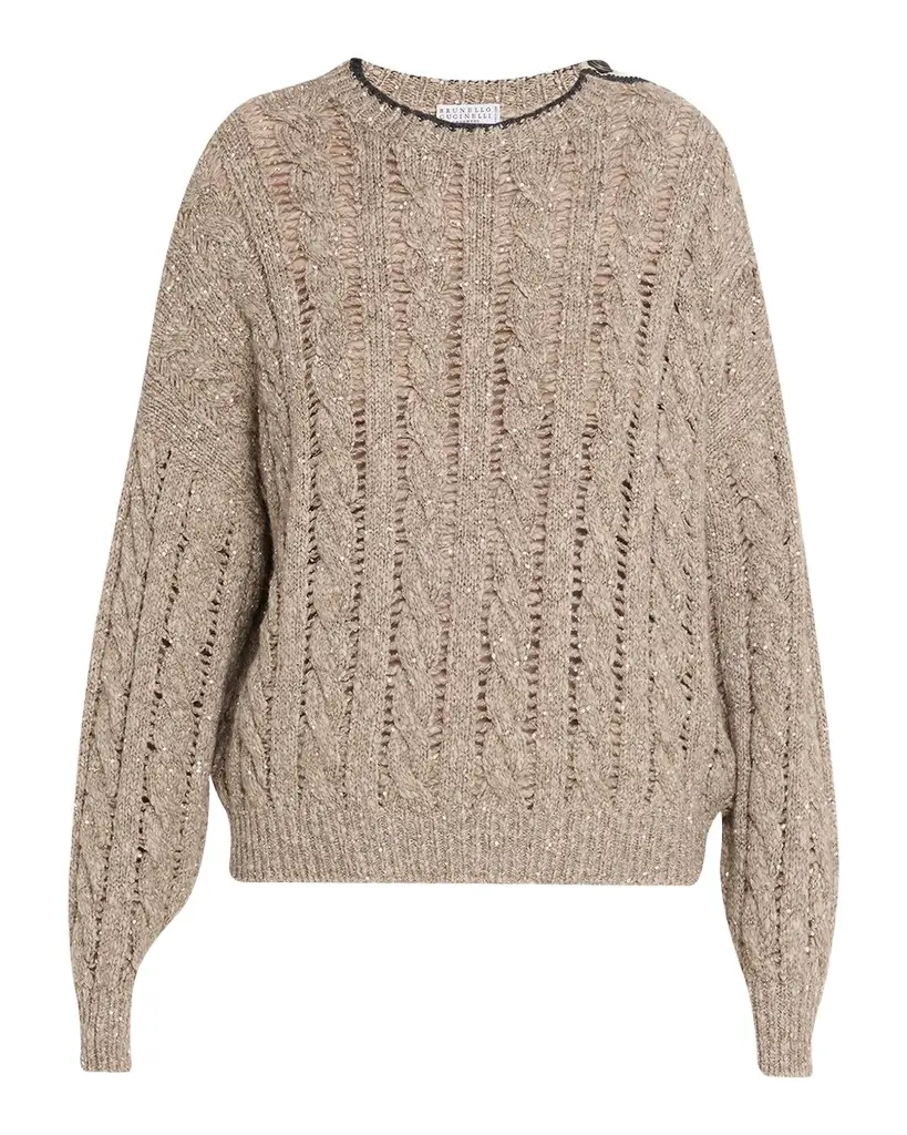 Brunello Cucinelli Sparkly Cable-Knit Sweater | Image 1 Brunello Cucinelli Sparkly Cable-Knit Sweater | Image 1