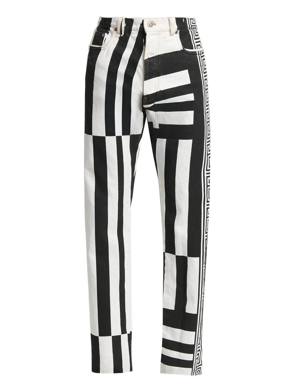 Men's Two-Tone Greca Paneled Straight-Leg Pants Men's Two-Tone Greca Paneled Straight-Leg Pants
