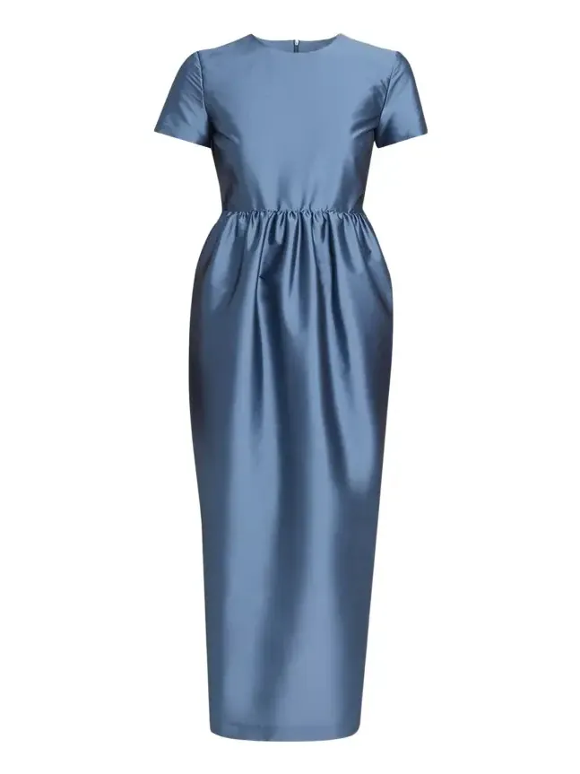 Lexi Floral Satin Empire-Waist Column Maxi Dress