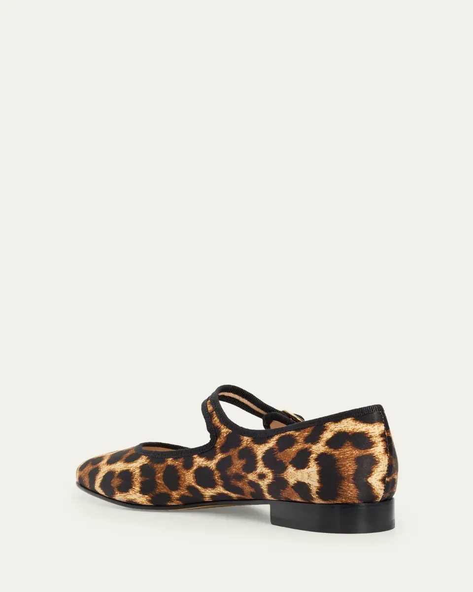 Vibi Venezia Leopard-Print Silk Mary Jane Ballerina Flats | Thumbnail 3