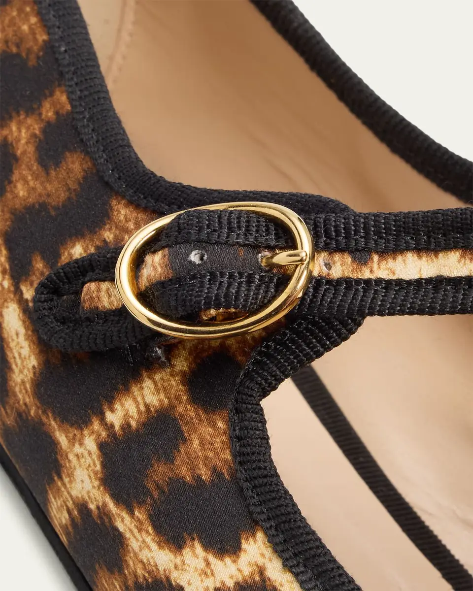 Vibi Venezia Leopard-Print Silk Mary Jane Ballerina Flats | Thumbnail 4