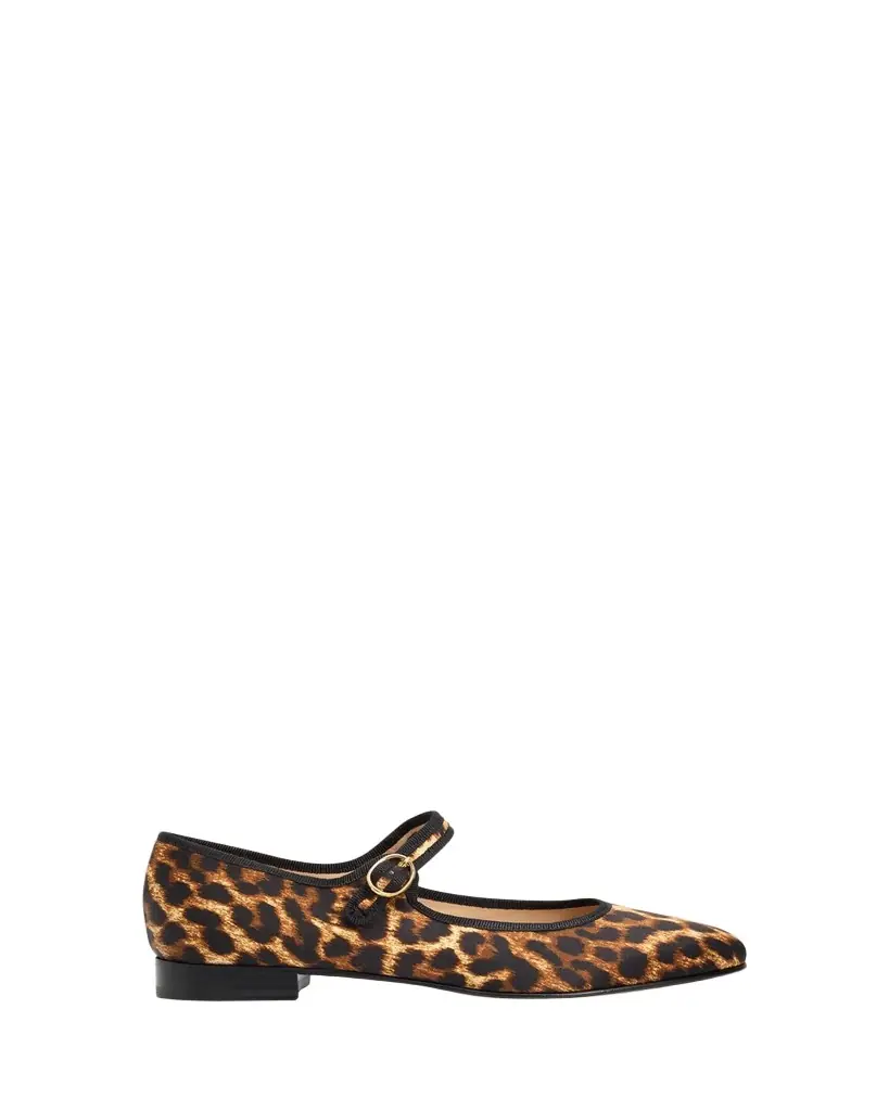 Vibi Venezia Leopard-Print Silk Mary Jane Ballerina Flats